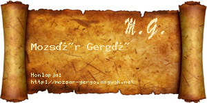 Mozsár Gergő névjegykártya